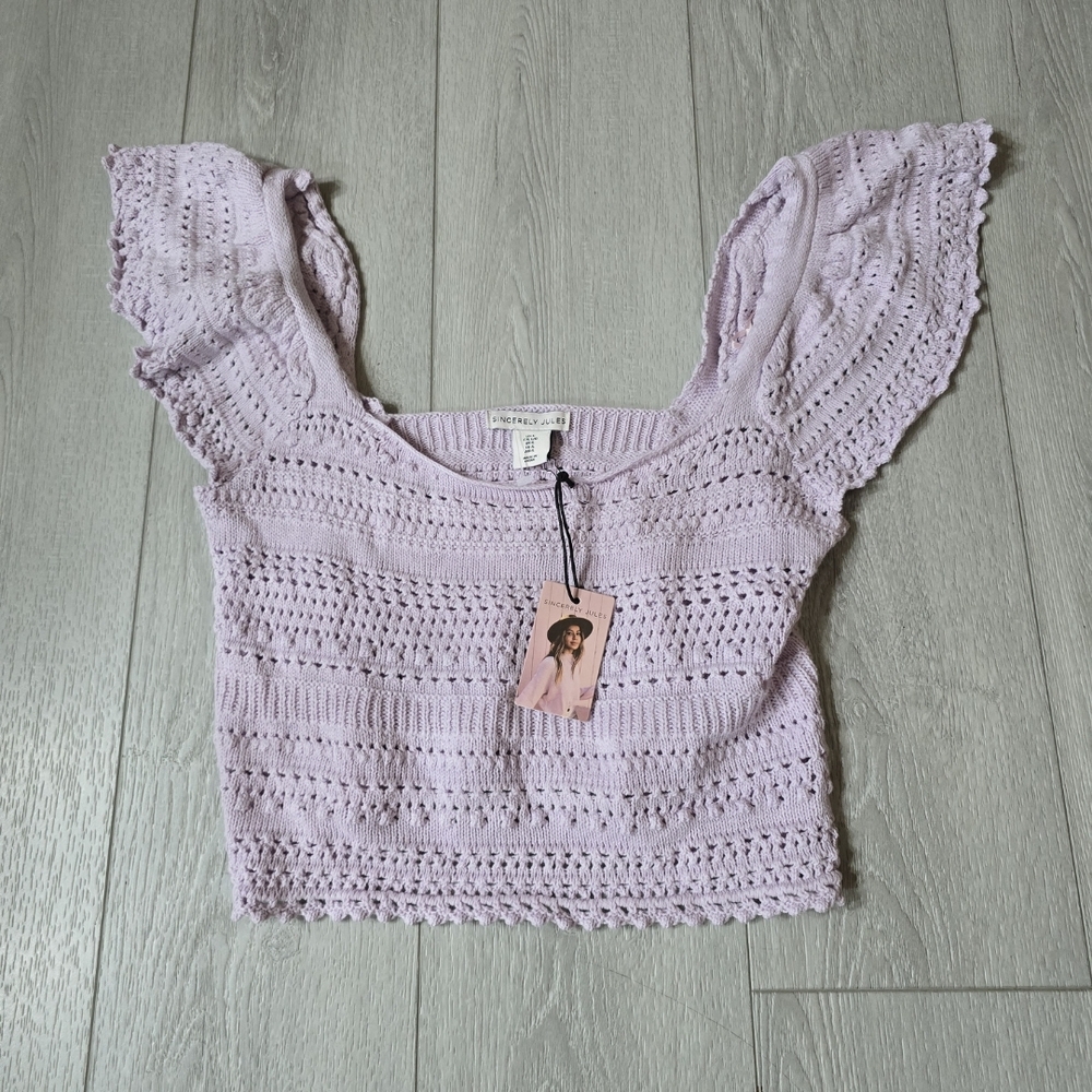 Lavender Crochet Crop Top